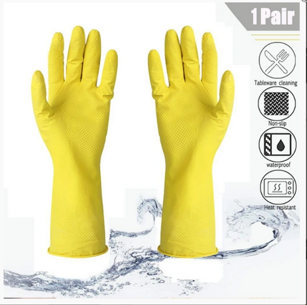 Multipurpose Rubber Hand Gloves Reusable Used for Washing, Cleaning, Kitchen, Garden.. (Multi Color) [1 Pair]